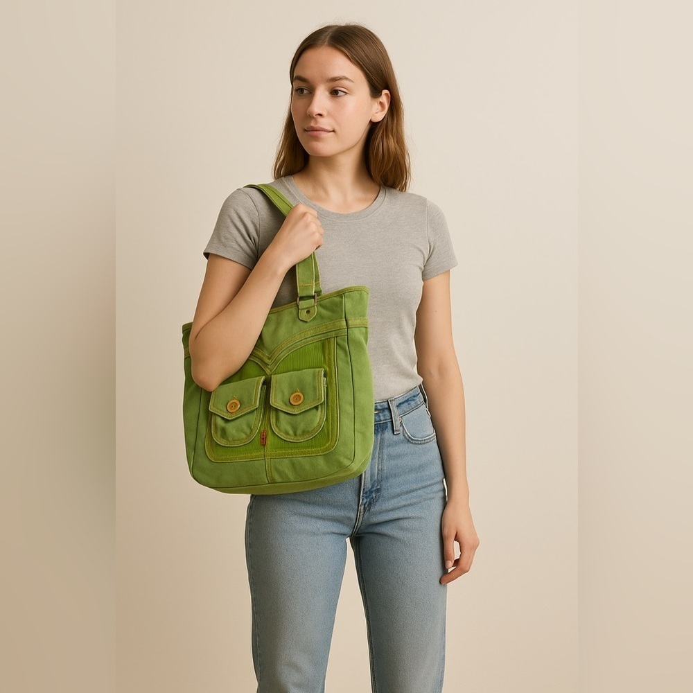 Levi’s Green Canvas Tote Bag – One Size (Pre-Owned)